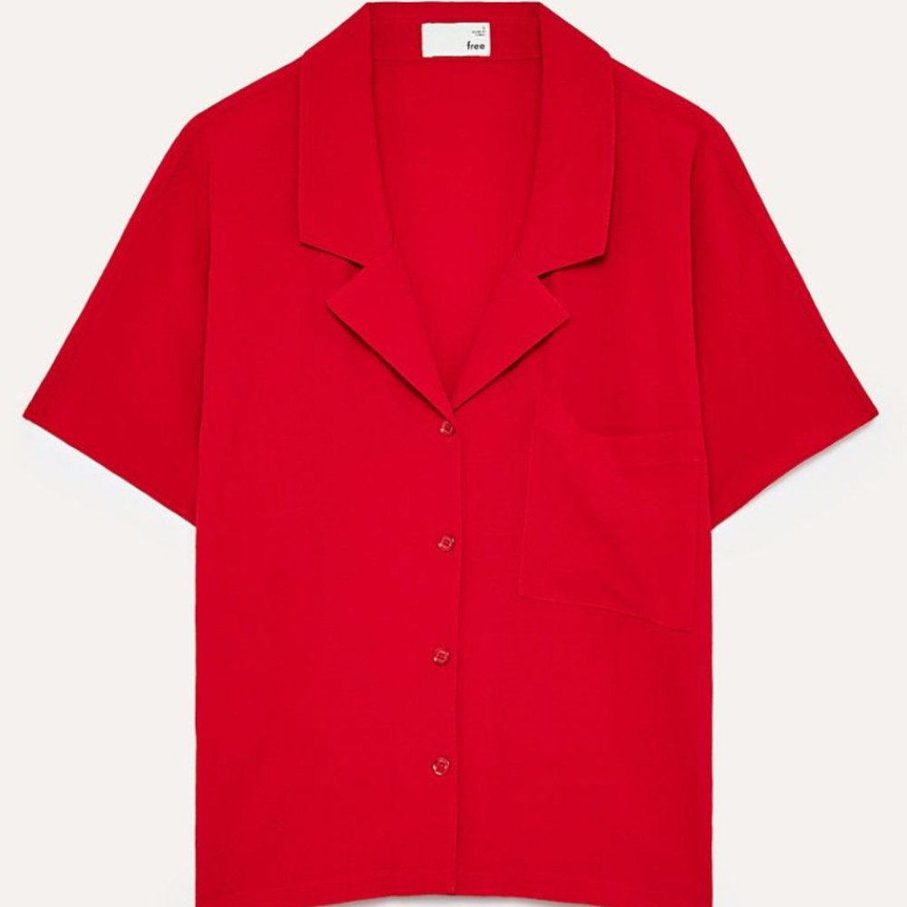 Aritzia Wilfred Free - Red Button Up Bowler Top